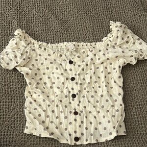 Monteau Cream Puff Sleeve Smocked Blouse